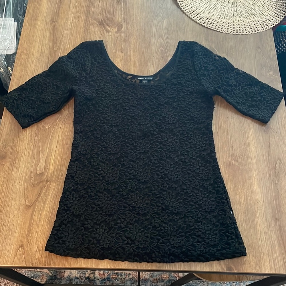 Banana Republic Stretch Sparkle Lace 3/4 Sleeve Shirt